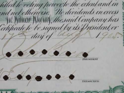 1905 Consolidated Water Company , Stock Certificate, 100 Shares, C178