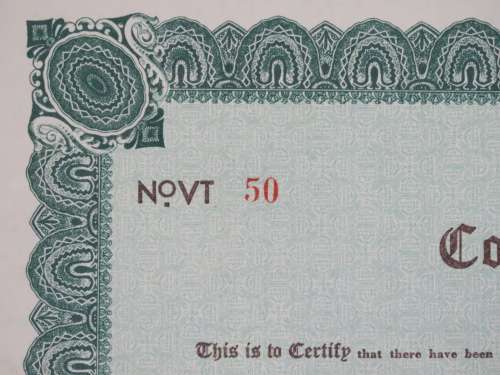 1942 Cosgrove Coal Company , Stock Certificate, 100 Shares, 50