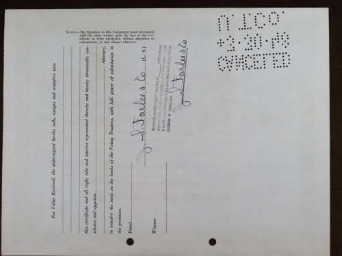 1942 Cosgrove Coal Company , Stock Certificate, 100 Shares, 50