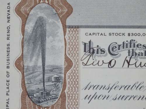 1919 The Diamond Oil Company , Stock Certificate, 250 Shares, 187