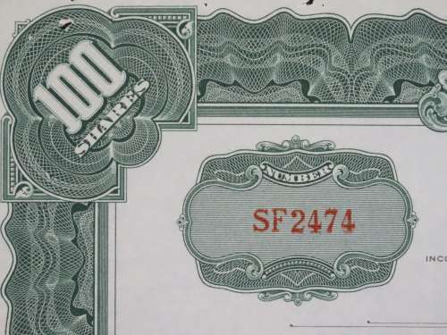 1948 Doernbecher Manufacturing Company , Stock Certificate, 100 Shares, SF2474