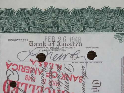 1948 Doernbecher Manufacturing Company , Stock Certificate, 100 Shares, SF2474