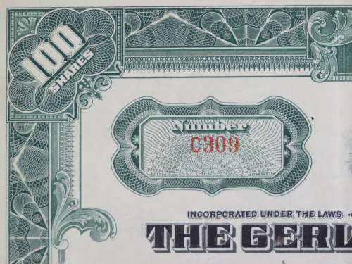 1929 Gerlach Barklow Company , Stock Certificate, 100 Shares, C309