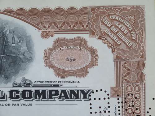 1930 Glen Alden Coal Company , Stock Certificate, 5 Shares, 22741