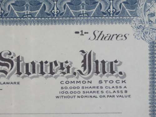 1922 Metropolitan 5 to 50c Store inc, Stock Certificate, 1 Shares, B10710