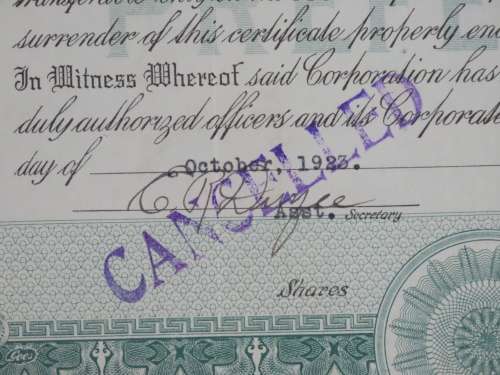 1923 Monolith Portland Cement Company, Stock Certificate, 8 Shares, 4332