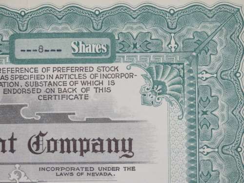 1923 Monolith Portland Cement Company, Stock Certificate, 8 Shares, 4332