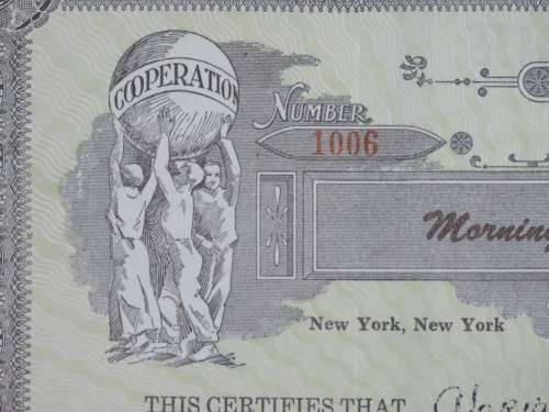 1948 Morningside Cooperative Society Inc, Stock Certificate, 1 Shares, 1006