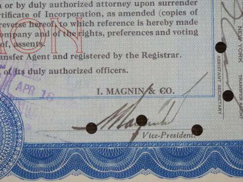 1928 I Magnin and Company, Stock Certificate, 50 Shares, 5