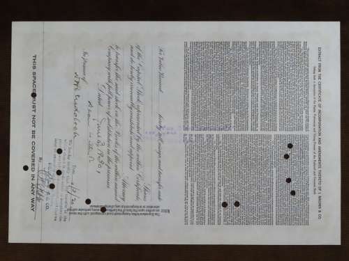 1930 I Magnin and Company, Stock Certificate, 10 Shares, 532