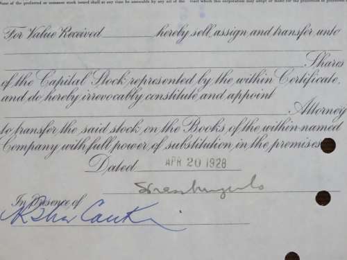 1928 I Magnin and Company, Stock Certificate, 60 Shares, SFL77