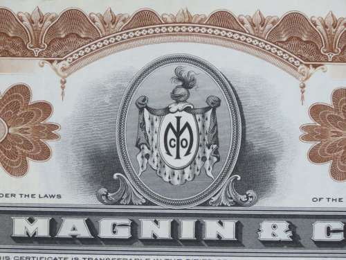 1928 I Magnin and Company, Stock Certificate, 60 Shares, SFL77