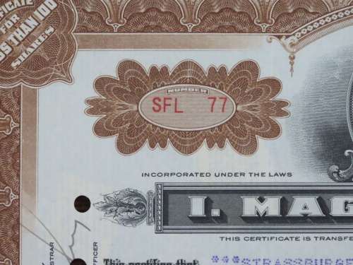 1928 I Magnin and Company, Stock Certificate, 60 Shares, SFL77
