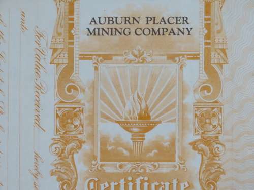 1930 Auburn Placer Mining Company, Stock Certificate, 2000 Shares, 17