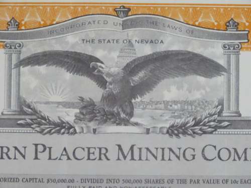 1930 Auburn Placer Mining Company, Stock Certificate, 2000 Shares, 17