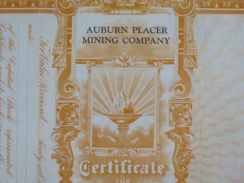 1931 Auburn Placer Mining Company, Stock Certificate, 200 Shares, 78