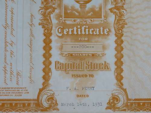 1931 Auburn Placer Mining Company, Stock Certificate, 200 Shares, 78