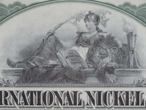 1917 International Nickel Company, Stock Certificate, 4 Shares, SN2014