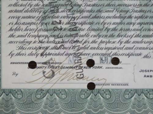 1917 International Nickel Company, Stock Certificate, 4 Shares, SN2014