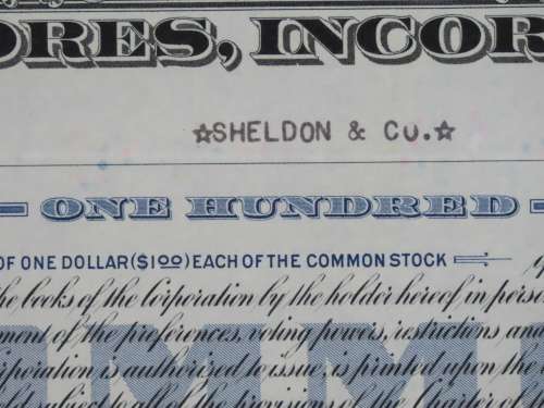 1946 Bond Stores Incorporated, Stock Certificate, 100 Shares, C20849