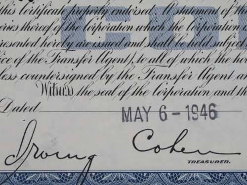 1946 Bond Stores Incorporated, Stock Certificate, 100 Shares, C20849