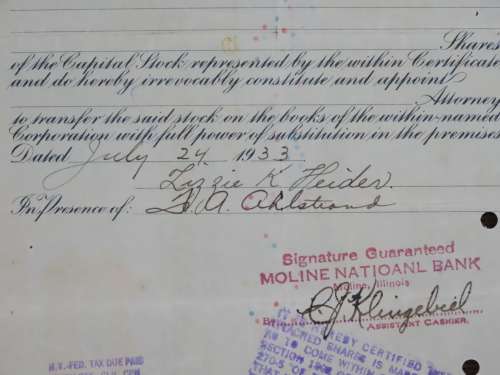 1931 Blue Ridge Corporation, Stock Certificate, 20 Shares, 26655