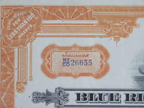 1931 Blue Ridge Corporation, Stock Certificate, 20 Shares, 26655