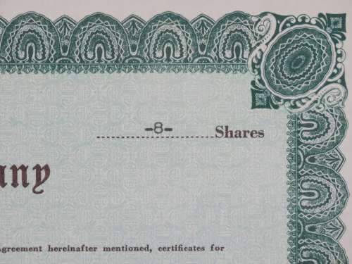 1942 Cosgrove Voal Company, Stock Certificate, 8 Shares, 52