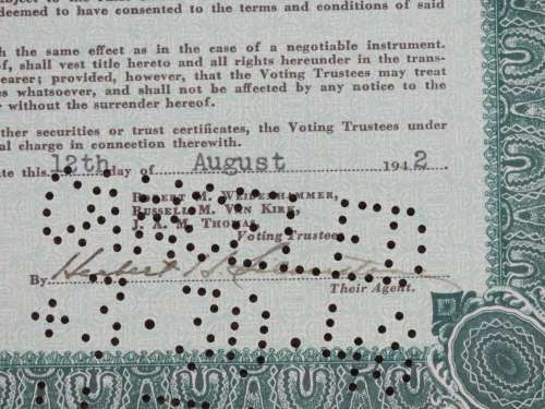1942 Cosgrove Voal Company, Stock Certificate, 8 Shares, 52