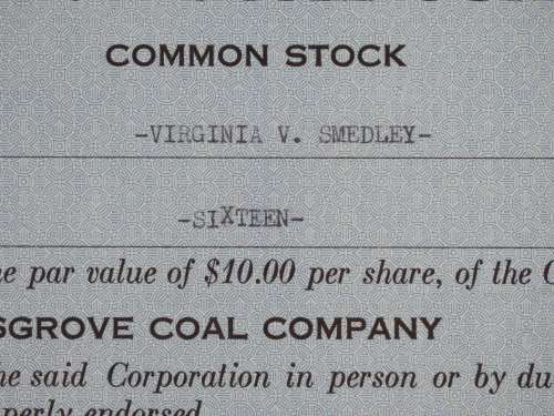 1948 Cosgrove Coal Company, Stock Certificate, 16 Shares, 205
