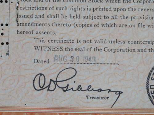 1943 United States Lines Company, Stock Certificate, 100 Shares, 11915