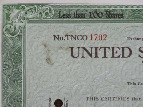 1943 United States Lines Company, Stock Certificate, 30 Shares, 1702