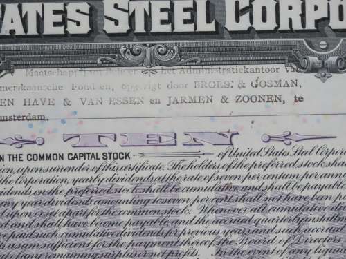 1938 United States Steel Corporation, Stock Certificate, 10 Shares, Q24341