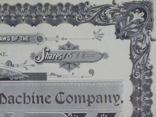 1906 American Shade Machine Company, Stock Certificate, 1588 Shares, 58