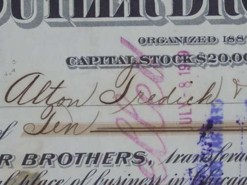 1919 Butler Brothers, Stock Certificate, 10 Shares, B21545
