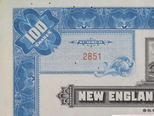 1946 New England Gas and Electric Association, Stock Certificate, 100 Shares, 2851