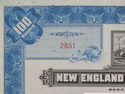 1946 New England Gas and Electric Association, Stock Certificate, 100 Shares, 2851