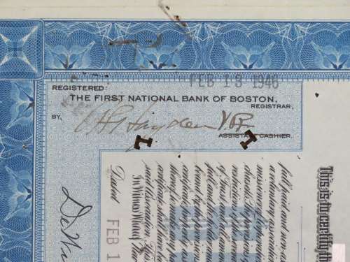 1946 New England Gas and Electric Association, Stock Certificate, 100 Shares, 2851