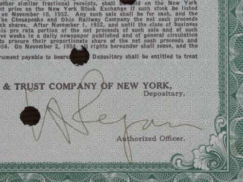 1947 New York Chicago and St Louis Railroad Company, Stock Certificate, 25 Shares, 61887