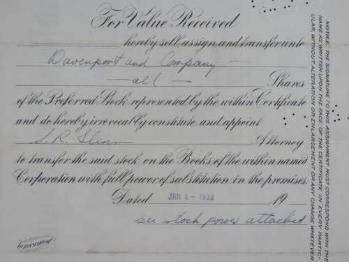1935 Standard Paper Manufacturing Company, Stock Certificate, 20 Shares, 799