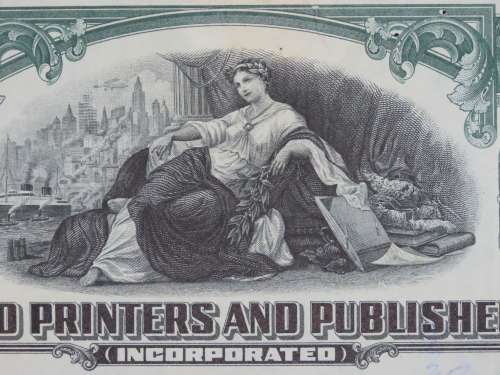 1937 United Printers and Publishers, Stock Certificate, 100 Shares, C444
