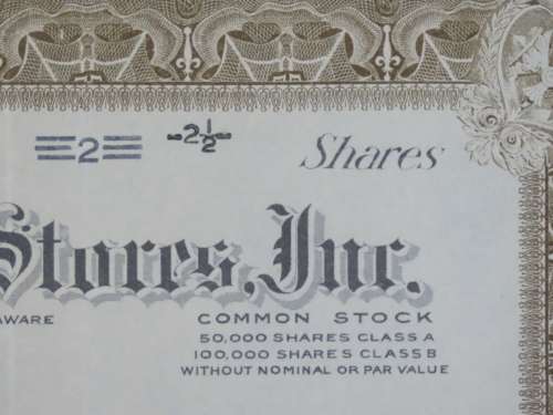 1922 Metropolitan 5 to 50c Stores, Stock Certificate, 2.5 Shares, 10681