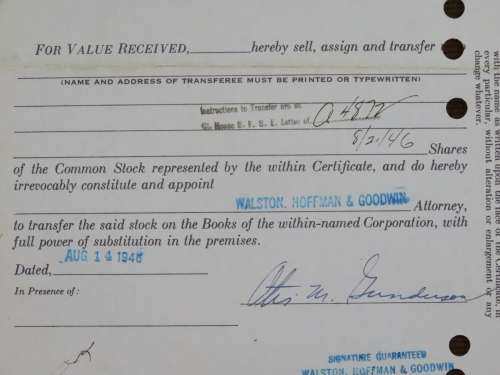 1946 Kaiser Frazer Corporation, Stock Certificate, 100 Shares, S11957