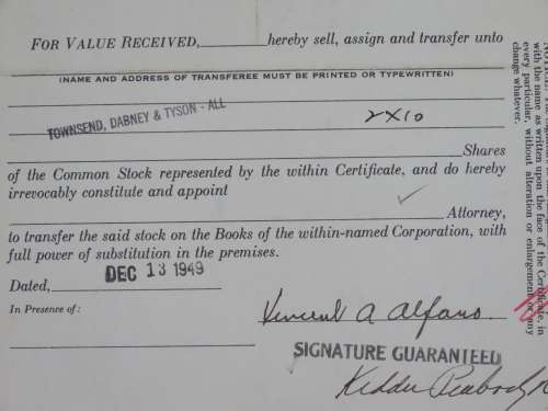1946 Kaiser Frazer Corporation, Stock Certificate, 20 Shares, 15982