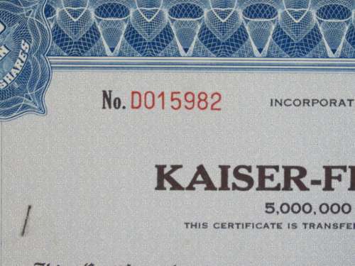 1946 Kaiser Frazer Corporation, Stock Certificate, 20 Shares, 15982