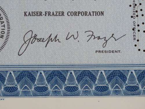 1946 Kaiser Frazer Corporation, Stock Certificate, 20 Shares, 15982