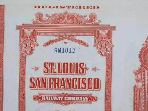 1948 St Louis San Francisco Railway Company, $1000 Bond Certificate RM1012