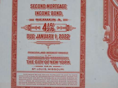 1948 St Louis San Francisco Railway Company, $1000 Bond Certificate RM1012