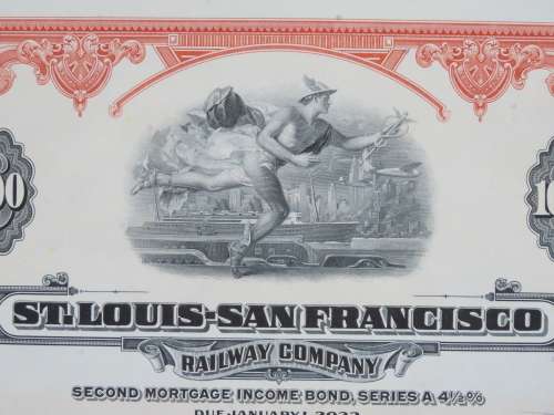 1948 St Louis San Francisco Railway Company, $1000 Bond Certificate RM1012