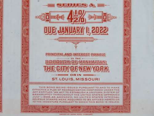1948 St Louis San Francisco Railway Company, $1000 Bond Certificate RM1013